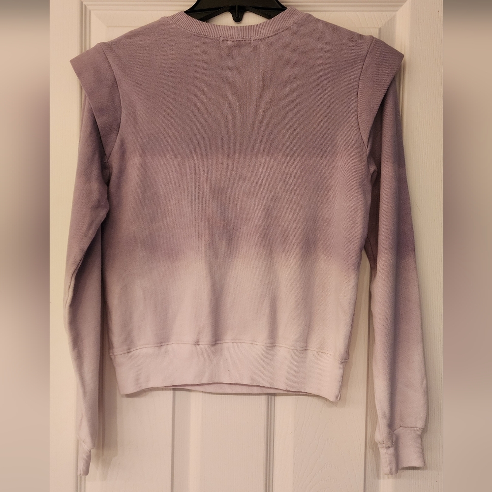 MONROW Purple Ombre Wash Ruffle-Shoulder Sweatshirt | Size S - Picture 3 of 8
